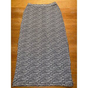 Girls Black & White Striped Midi Skirt With Side Slit